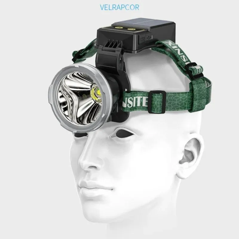 World's First 100000lm Solar P100 Sensor Headlamp Spotlights USB Solar Charging Digital Power Display High Power LED Long Shot Headlamp Cell Phone Charger