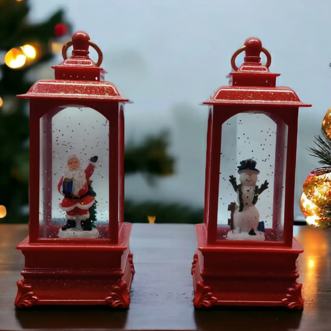 Xmas Red Lantern with Light and Music