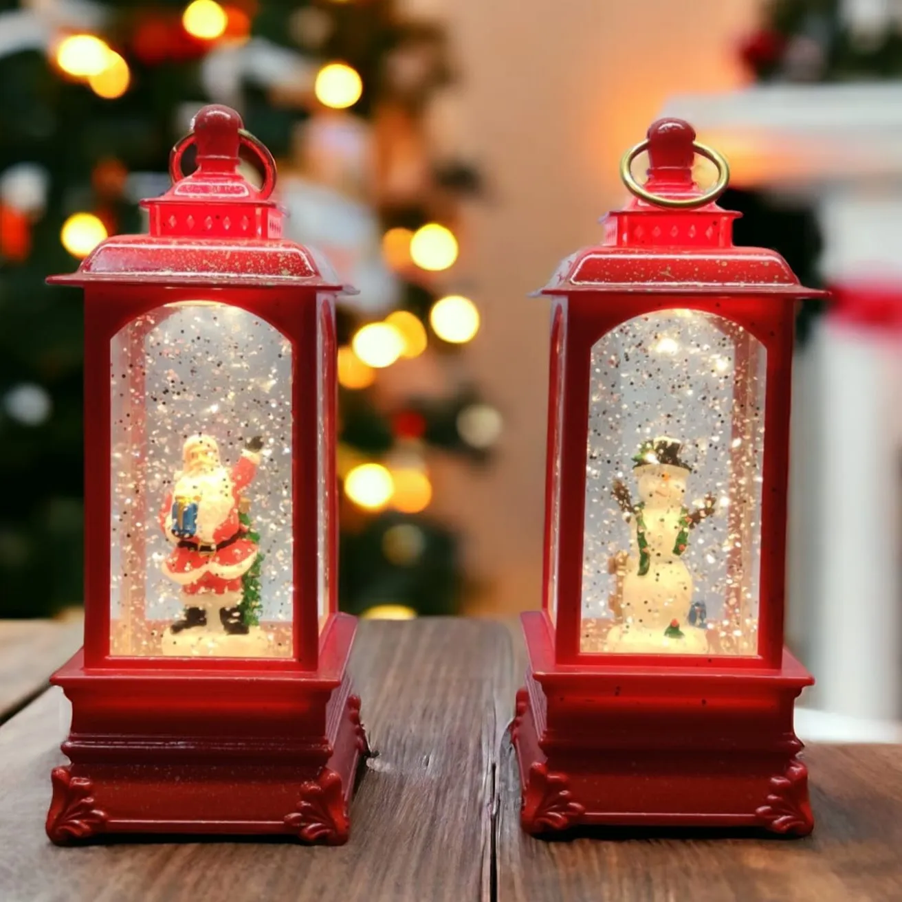 Xmas Red Lantern with Light and Music