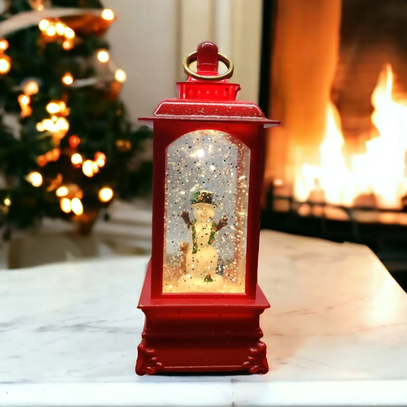 Xmas Red Lantern with Light and Music