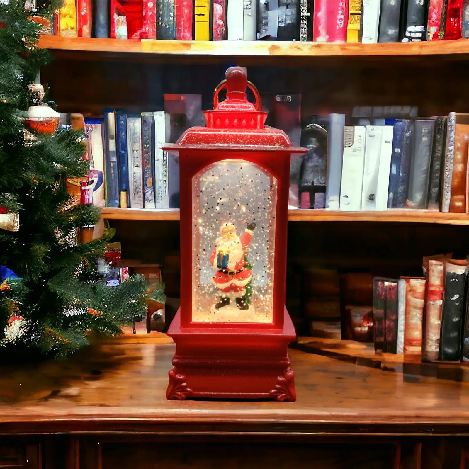 Xmas Red Lantern with Light and Music