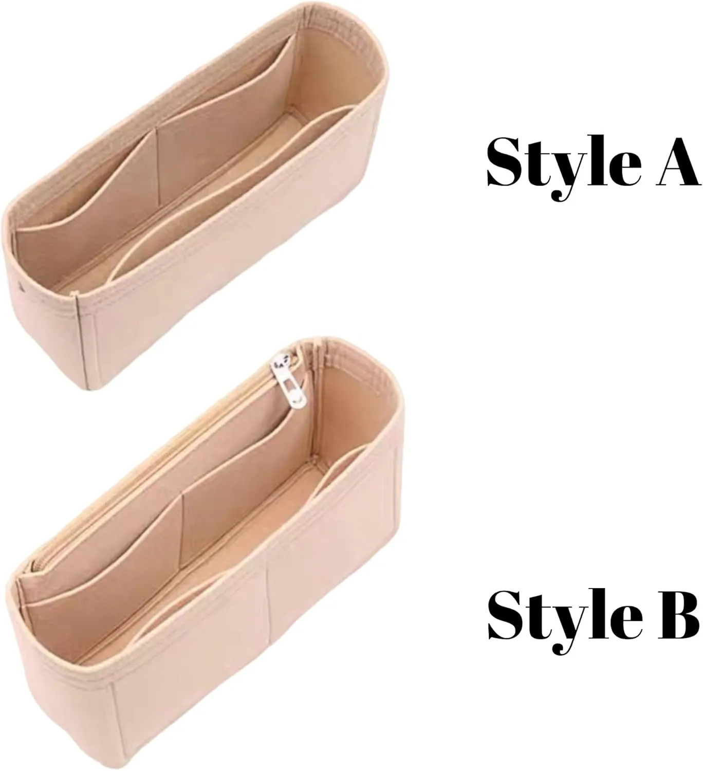 Xoppia Bag Organizer compatible with Michael Kors Jet Set Travel Extra-Small Top-Zip Tote. Felt Insert Liner for Women Handbag. (Beige, Style A: Exposure)