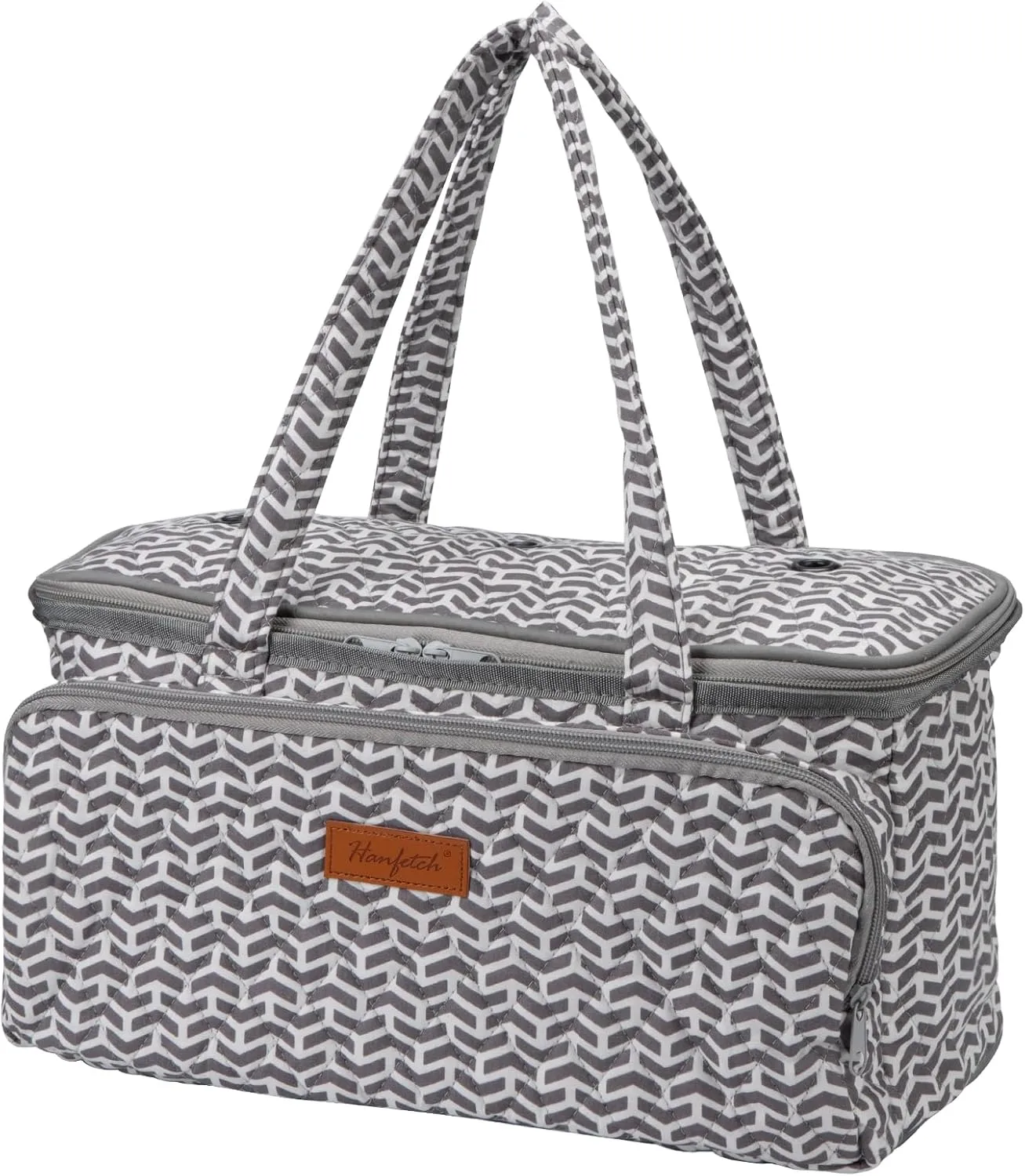 Yarn Bag-Yarn Storage Organizer with Grommets-Portable Crochet Bag for Yarn Skeins-Crochet Hooks-Knitting Needles -Other Accessories (Gray-Arrow)