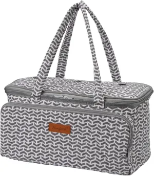 Yarn Bag-Yarn Storage Organizer with Grommets-Portable Crochet Bag for Yarn Skeins-Crochet Hooks-Knitting Needles -Other Accessories (Gray-Arrow)