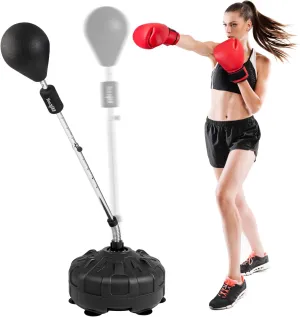 Yes4All Pedestal Punching Bag with Stand, Adjustable Height, Boxing MMA Equipment with PU Leather Speed Reflex Ball Home Gym