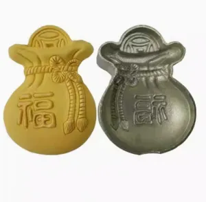 YJIUYUANQ (Money Bag Shape 41x39x8mm) Double Side Solid Steel Dies Cast Decorative Forms DIY Craft Art Molders Modeling Tools for Jade Carving Or Incense Plaque Soap Making