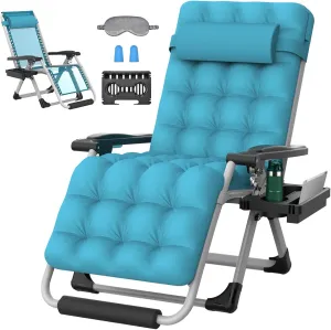 ZENPETIO 29In XL Zero Gravity Chair w/Cushion, Zero Gravity Recliner Lounge Chair for Indoor and Outdoor, Reclining Camping Chair for Lawn, Anti Gravity Chair with Cup Holder and Footrest, 440LBS