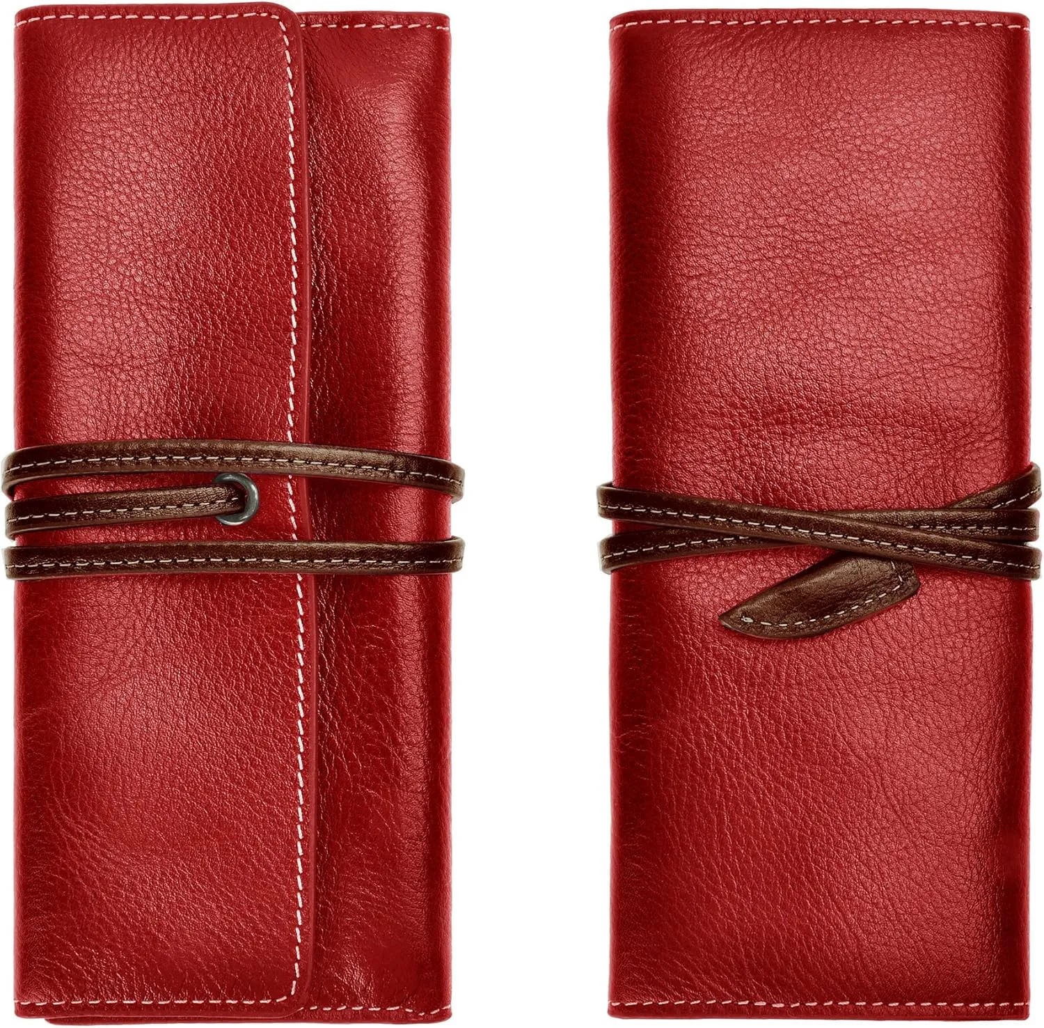 ZLYC Handmade Leather Pencil Case Soft Roll Bag Stationery Gift for Student