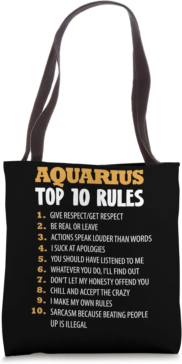 Zodiac Sign Top 10 Rules Of Aquarius Astrology Tote Bag