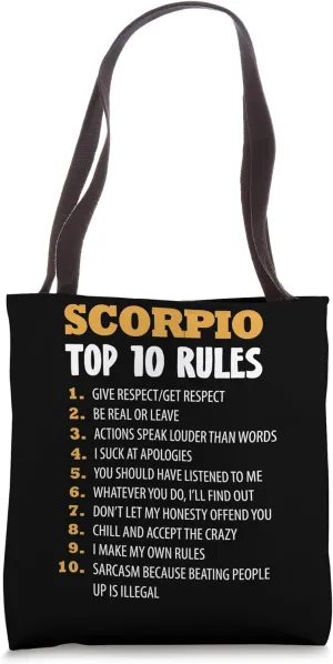 Zodiac Sign Top 10 Rules Of Scorpio Astrology Tote Bag